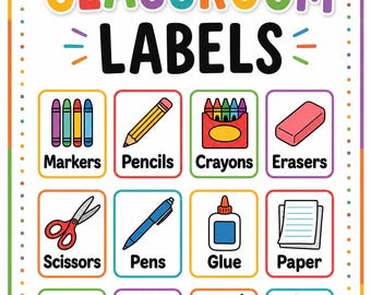 Etichette per l'organizzazione della classe: etichette stampabili colorate e divertenti per insegnanti.