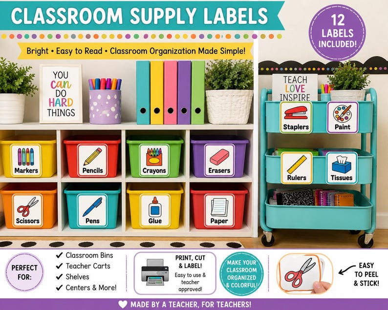 Classroom Organization Labels – Colorful & Fun Printable Labels for