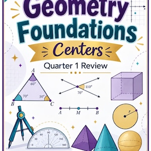 Geometry Review Centers Bundle  High School Geometry Activities  6 Printable Math Stations | Quarter 1 Review  Digital Download