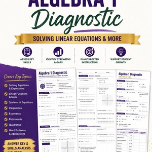 Algebra 1 Diagnostic Assessment  Pretest and Skills Assessment  Back to School Math Pre Assessment  Answer Key Included