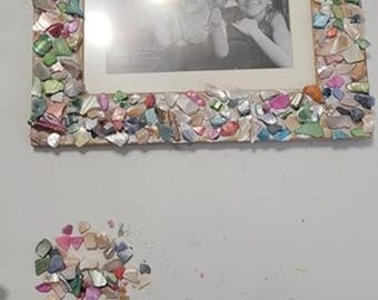 DIY Mosaic Picture Frame Kit for Kids – Mother of Pearl Art Set for Ages 6–12, Summer Craft Activity for Girls, Creative Gift Idea