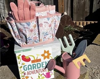 Kids Gardening Tool Set with Tote Bag – Educational Outdoor Play Kit with Watering Can, Gloves, Spade, Rake, Fork & Trowel – STEM Activity
