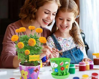 Kids Garden Craft Kit with Paintable Pots – DIY Flower Planting Set for Girls Age 4-10 – Creative Gardening Toys & Art Gift for Birthday