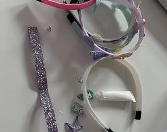 DIY Headband Craft Kit for Girls Ages 6-9 – Make Your Own Flower Headbands Set with Charms, Glue & Fabrics – Creative Gift for Girl Birthday