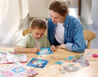 Diamond Painting Kit for Girls Ages 6-12 – 16 Fun Art Projects with 2800+ Gems, Unicorn Craft Set, Keychains, Necklaces & Stickers