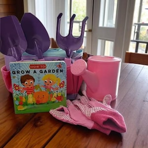 Kids Gardening Tool Set with Tote Bag, Watering Can & Book – Real Metal Garden Tools for Toddlers and Children – Outdoor Gift for Ages 3+
