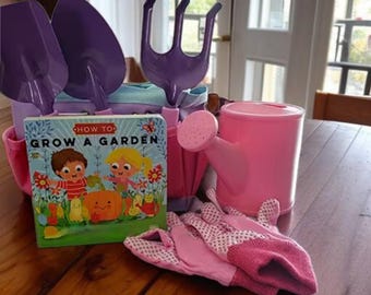 Kids Gardening Tool Set with Tote Bag, Watering Can & Book – Real Metal Garden Tools for Toddlers and Children – Outdoor Gift for Ages 3+