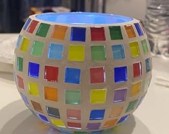 DIY Glass Mosaic Candle Holder Kit for Kids & Adults – Creative Tealight Craft Gift for Home Decor, Art Activity Ages 6–12