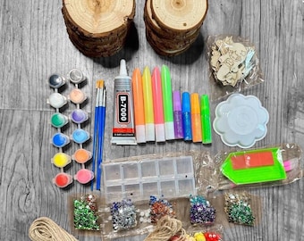 Glow in the Dark Wooden Painting Kit for Kids – DIY Art Craft Set for Boys & Girls Ages 5-12 – Creative Wood Slice Painting Activity