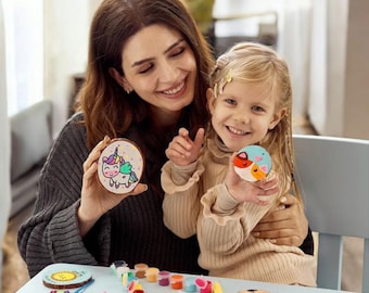 DIY Glow-in-the-Dark Wood Slice Painting Kit for Kids | Creative Craft Set for Ages 6-12 | Art Party Activity with Felt, Gems & Paint