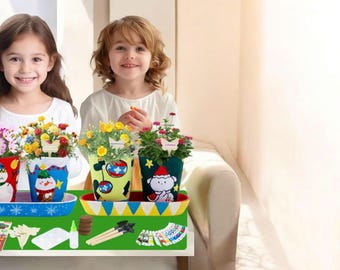 Kids Garden Craft Kit – Paint Your Own Flower Pots | STEM Art Project for Kids Ages 5-10 | Educational Plant Growing Kit with Paints