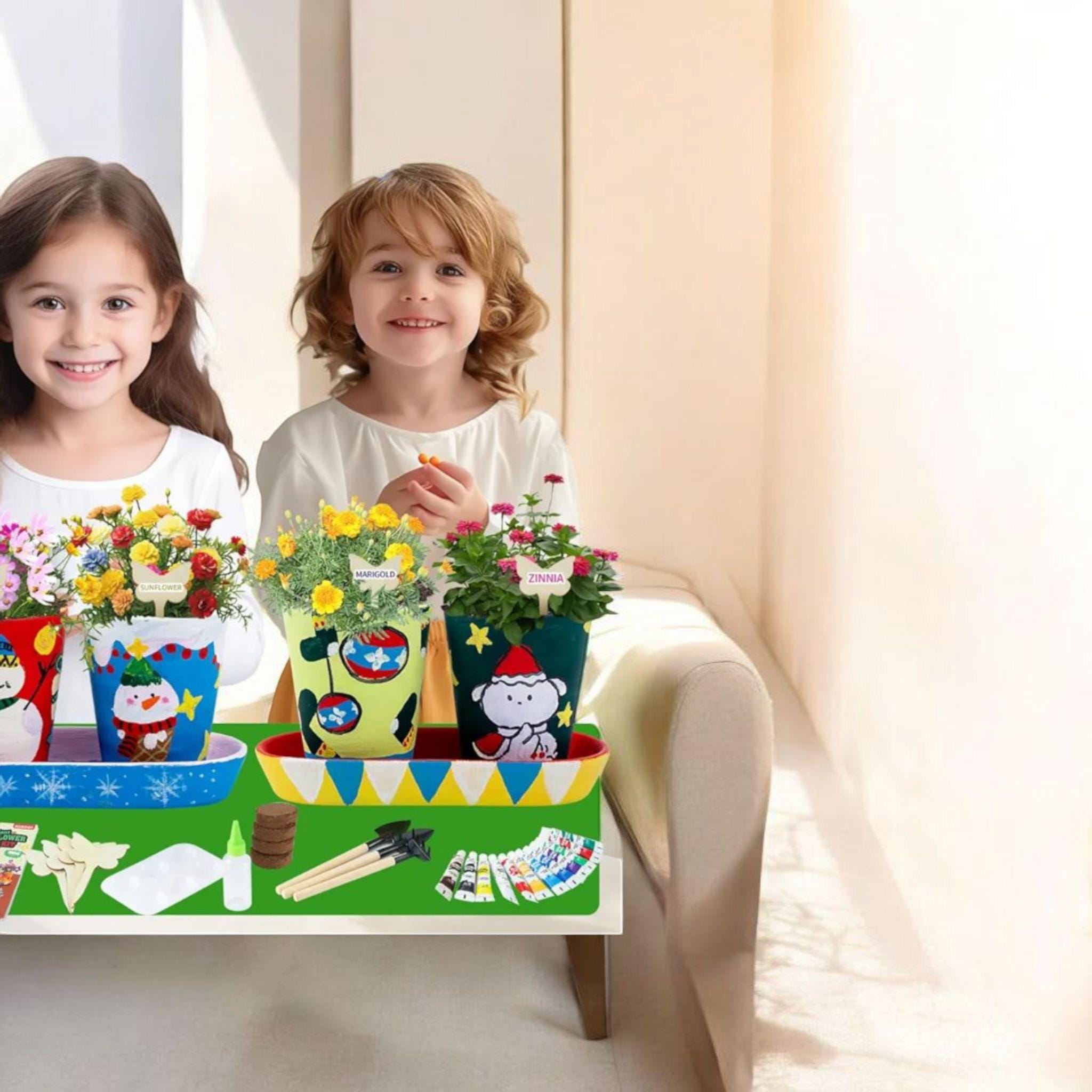 Kids Garden Craft Kit - Paint Your Own Flower Pots STEM Art Project…