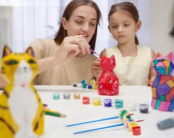 Paint Your Own Cat Lamp Kit – DIY Night Light Craft for Kids & Adults – Creative Art Kit with Paints and Stickers – Fun Gift for Ages 6-12