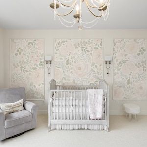 Peony Rose Garden Mural Wallpaper: Watercolor Floral, Nursery Decor - Etsy