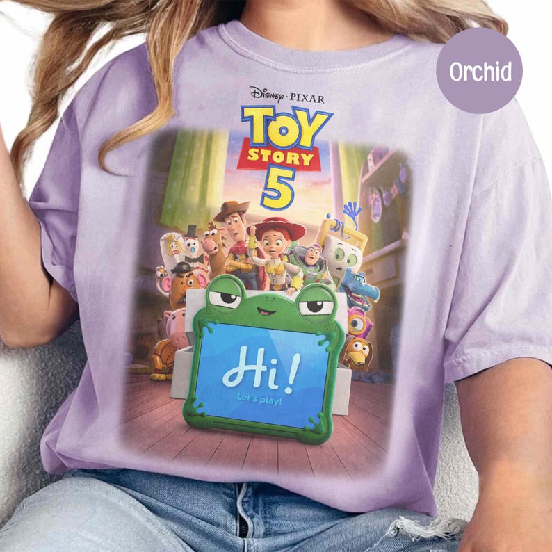 Camiseta de Toy Story 5 de Disney Pixar, camiseta de colores cómodos de Lilypad de Toy Story, camiseta de Woody y Buzz Lightyear de Lilypad, camiseta con personajes de películas de Disney imagen 3