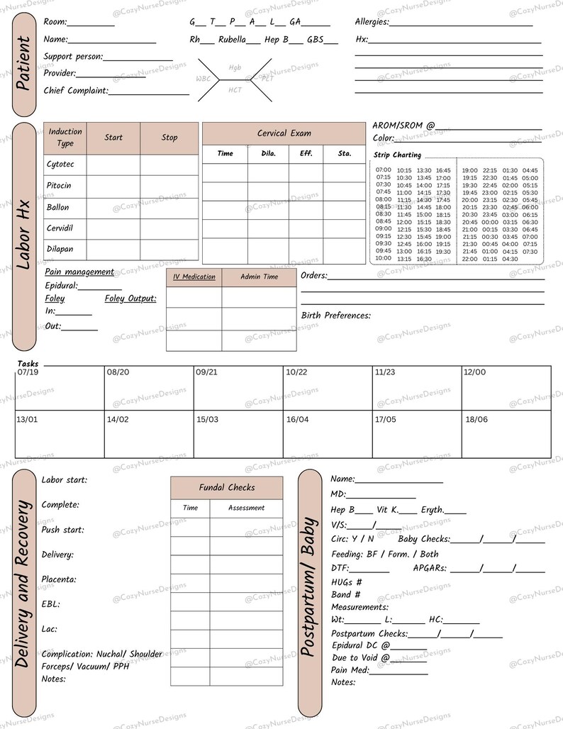 Labor and Delivery Report Sheet - Etsy