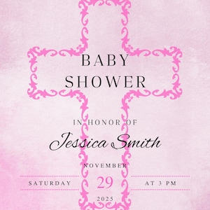 Baby Girl Christian Baby Shower Invitation Template