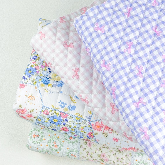 Quilted Floral Polyester Fabric – Soft Material for Sewing Clothes, Cushions, Bags, Book Covers & Handmade Crafts