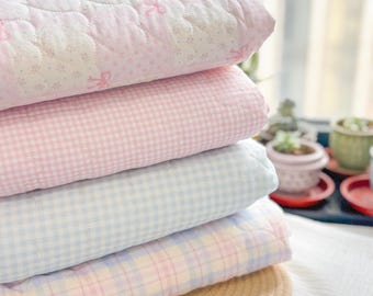 Soft Cotton Plaid Quilted Fabric – Perfect for Clothes, Tote Bags, Pillows, Book Sleeves, Backpacks & DIY Handmade Crafts
