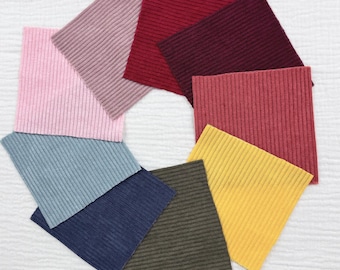Corduroy Fabric Squares, Pre Cut 8 Wale Corduroy Pieces, Patchwork Sewing Fabric, Quilting Supplies, DIY Craft Fabric Bundle