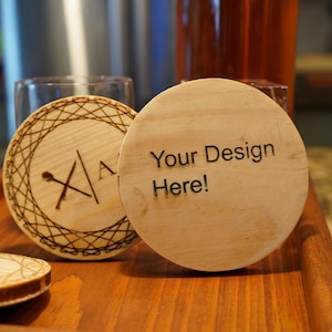 Custom Engraved Wooden Coasters – Personalized Gift | Rustic Home Decor | Wedding, Housewarming, Anniversary Gift | 4 pack