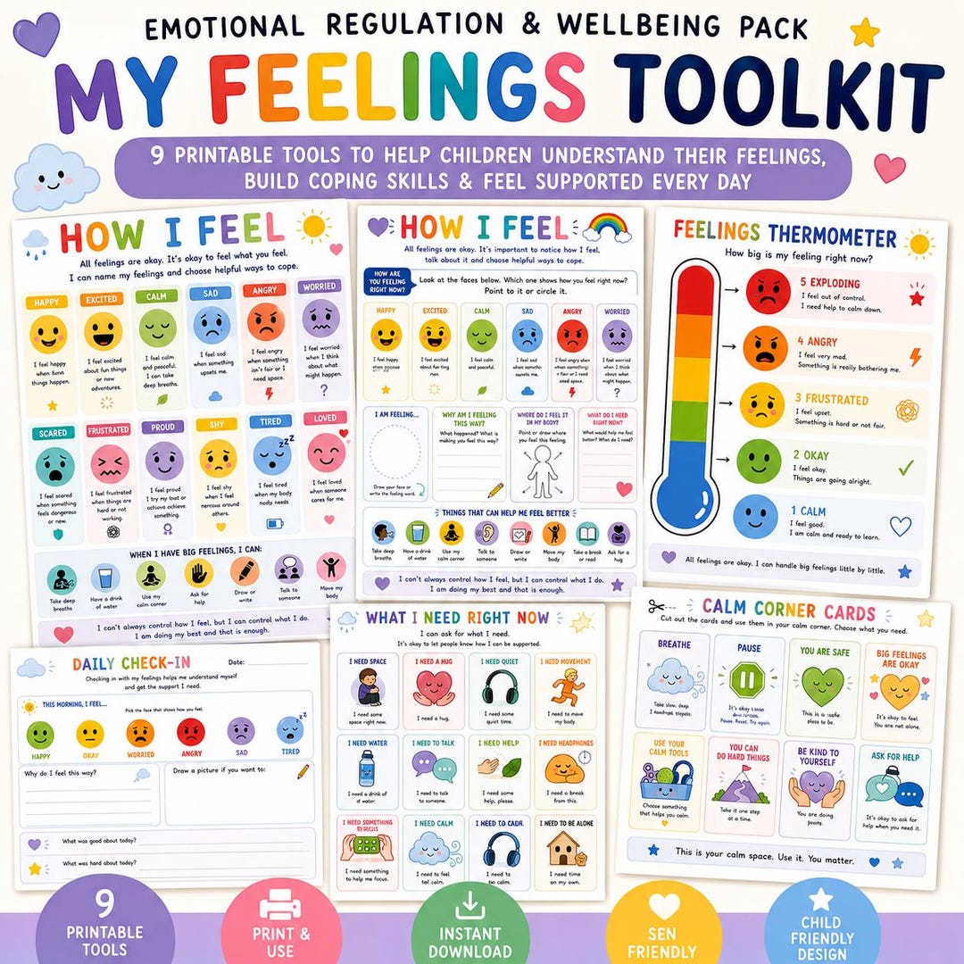 Emotional Regulation Toolkit for Kids | Feelings Worksheets | - Etsy