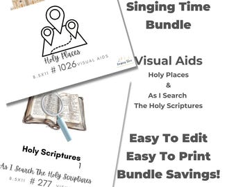 May 2026 Bundle Holy Places #1026 and As I Search The Holy Scriptures #277 Visual Aid, Flip Chart for LDS Primary Singing Time