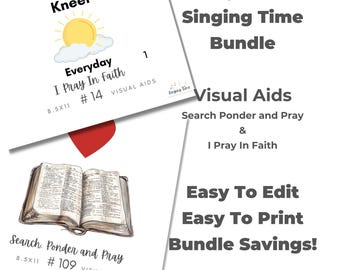 July 2026 Singing Time Bundle Search Ponder and Pray & I Pray In Faith Visual Aid, Flip Chart for LDS Primary Singing Time