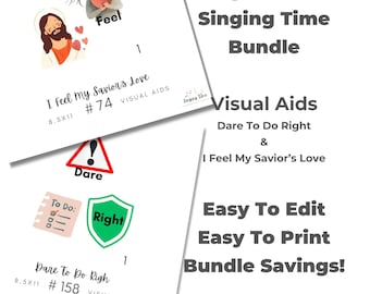August 2026 Singing Time Bundle Dare To Do Right & I Feel My Savior's Love Visual Aid, Flip Chart for LDS Primary Singing Time
