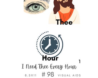 I Need Thee Every Hour #98 Visual Aid, Flip Chart, Learning Help for LDS Primary Singing Time