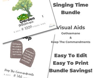 April 2026 Bundle Gethsemane #1009 and Keep The Commandments #146 Visual Aid, Flip Chart for LDS Primary Singing Time