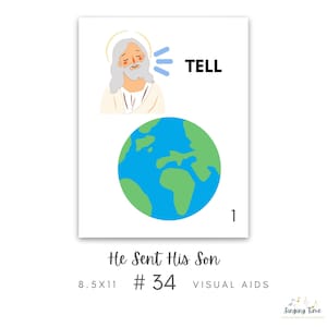 He Sent His Son #34 Visual Aid, Flip Chart, Learning Help for LDS Primary Singing Time