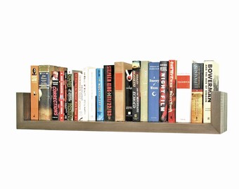 Wood floating bookshelf : 17"- 48"