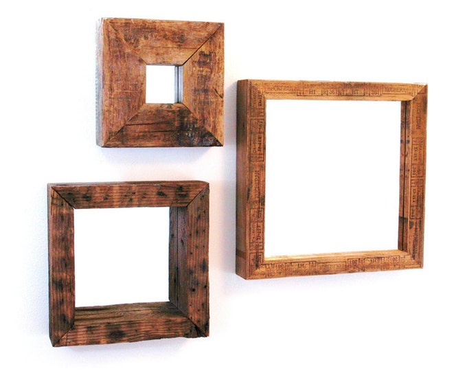 Reclaimed Wood 3 Mirror Set Etsy