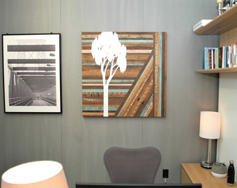Pintura de eucalipto sobre madera recuperada