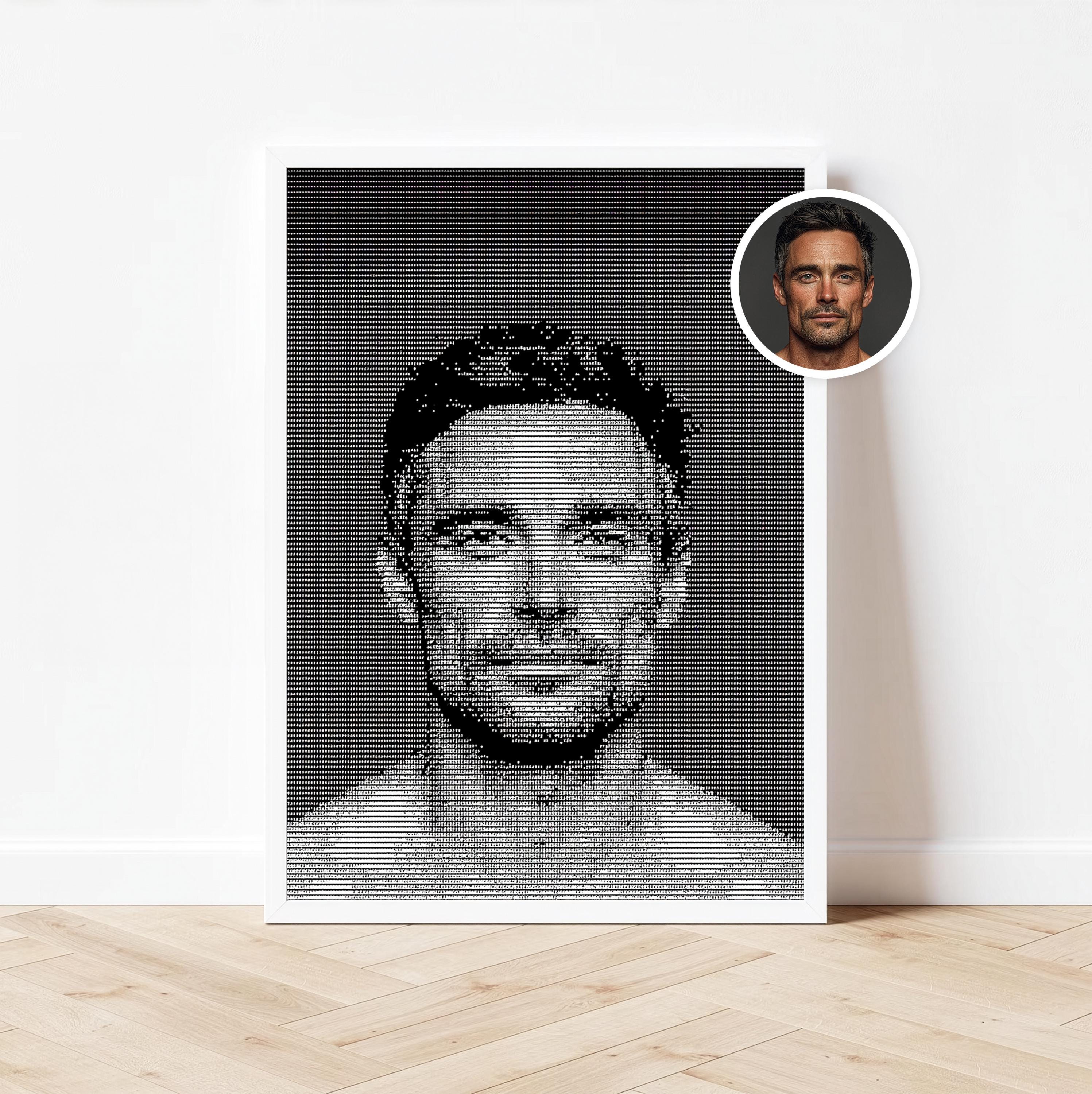 Black and White Pixel Art Personal Portrait, Gift for Boyfriend ...