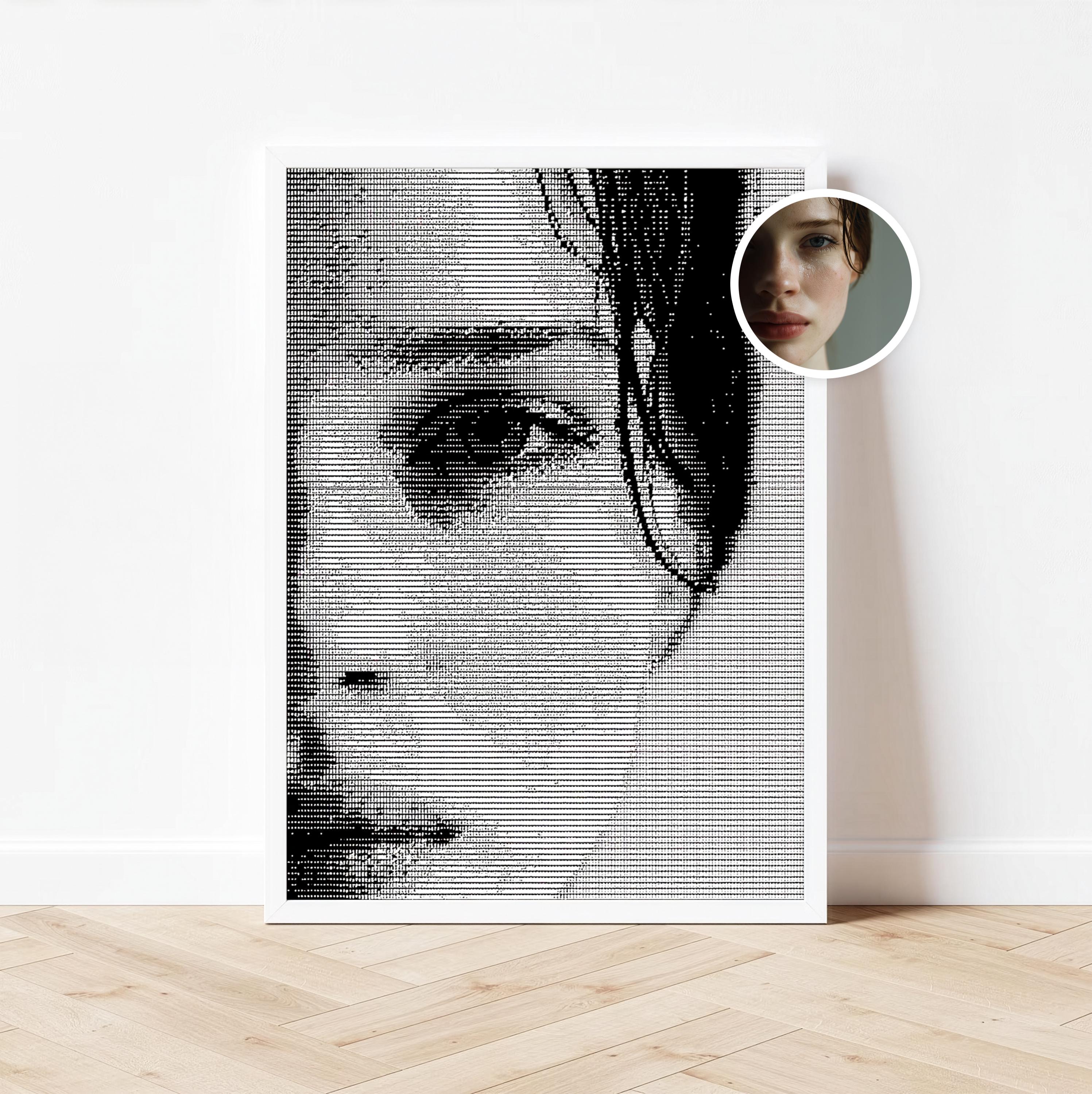 Black and White Pixel Art Personal Portrait, Gift for Boyfriend ...