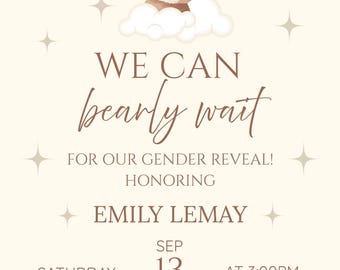 Estética beige/marrón/Invitación editable/Plantilla editable/Invitación para baby shower/Invitación para revelación de género/