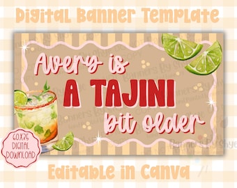 A Tajini Bit Older Birthday Banner Template - 21st Birthday - Canva Editable Digital Download (60x35)