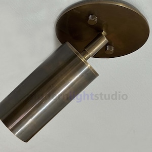Mid - Century Modern Brass Spotlight - Adjustable Semi - Flush Mount Light Fixture - Solid Brass Ceiling Spotlight