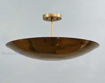 Mid Century Modern Rohmessing Deckenleuchte | Handmade Semi Flush Mount Befestigungs | Minimalistische Messing-Kuppel-Lichterleuchte | Moderne Deckenlampe