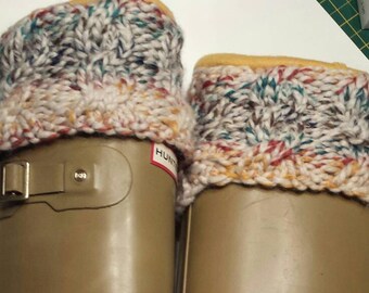 Boot Socks, Cuffs, Hudson Bay,Cable Knit Cuff, fleece golden sock, Hunter boots, Rain Boots,Socks, Size sm/med, Larg/Xlrg