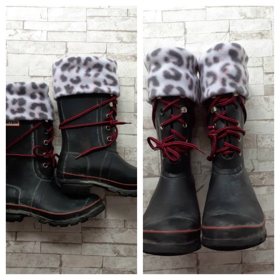 black leopard hunter boots