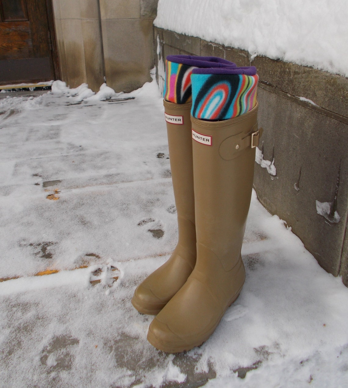 Fleece Rain Boot Liners PSYCHEDELIC PRINT Cuff Purple Sock Etsy