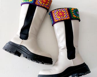 RAIN BOOT SOCK, London inspired , Rain Boot Liners, Black Sock, Socks, London Plaid Boot liners, boot Cuff, Boot Accessory