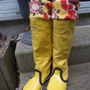 Womens Sunflower rain boot, snow boot socks, Liners, Black Sock, Boots, Socks, Sunflower, Boot Cuff image 5