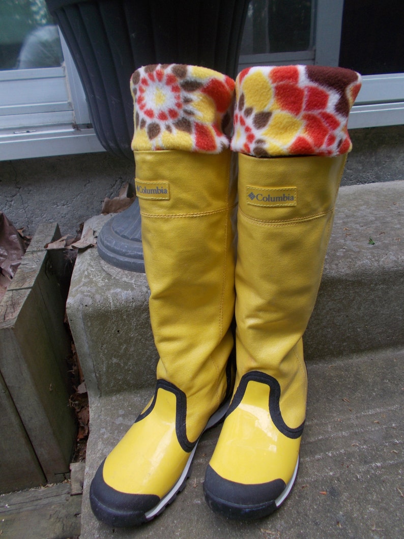 Womens Sunflower rain boot, snow boot socks, Liners, Black Sock, Boots, Socks, Sunflower, Boot Cuff image 5