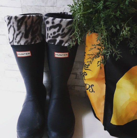 Boot Socks Animal Print Cuff With Black 