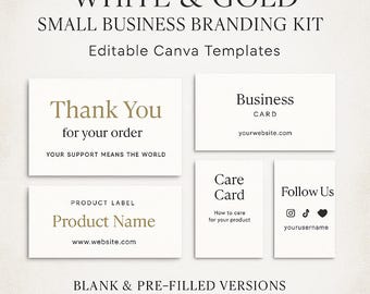White & Gold Canva Branding Kit for Small Business | Digital Download
