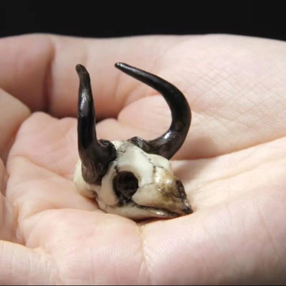 A handmade resin skull sculpted in the style of Norse/Loki mythology — looks like a prop from a dark fantasy film, not a party-store skull.